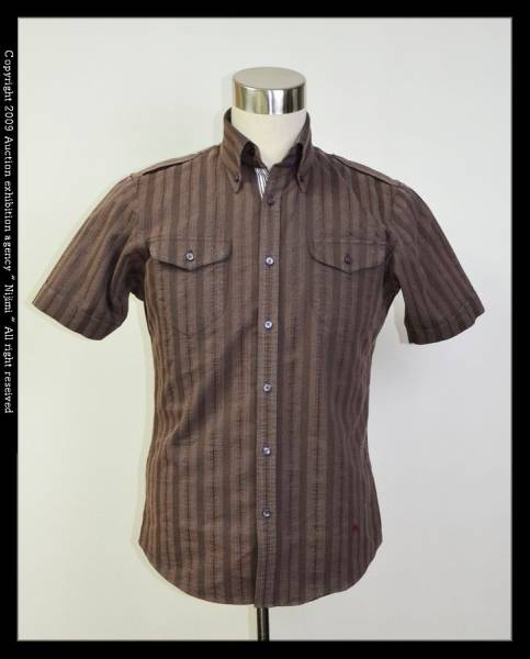 e377■美品 Burberry ブラックレーベル半袖BDシャツ2★ブラウン