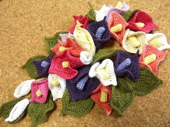 ハンドメイド　レース編み レース編み☆カラフルカラーのシュシュ☆ハンドメイド ＋＋＋ご覧頂