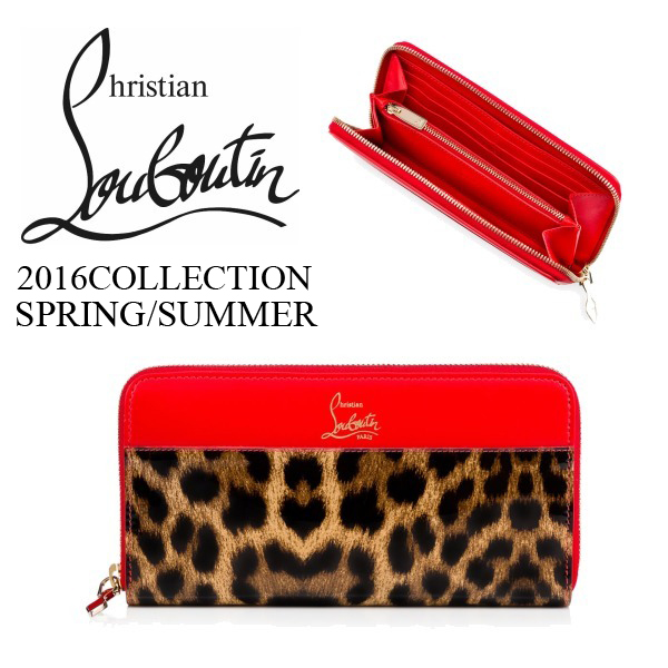 ルブタン新品本物 1円`16ss PANETTONE レオパード&レッド 長財布