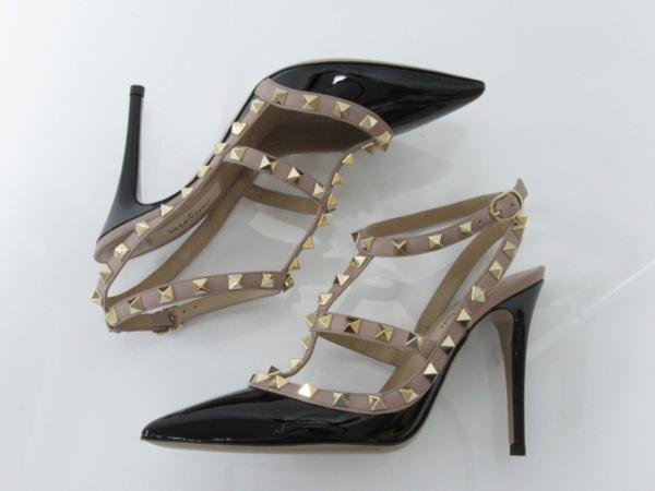 5859◇美品 ヴァレンティノ ロックスタッズ サンダル 35.5 黒 新品未