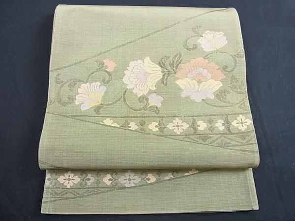 平和屋特選着物■六通柄袋帯　紬地　更紗唐草文　ｋ925