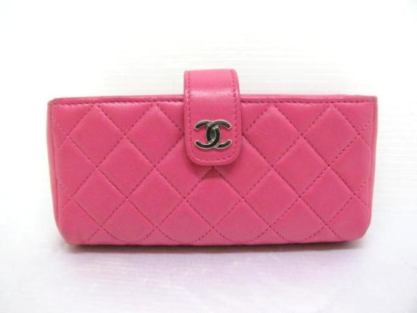 シャネル ポーチ ピンク レザー マトラッセ [ランクA]