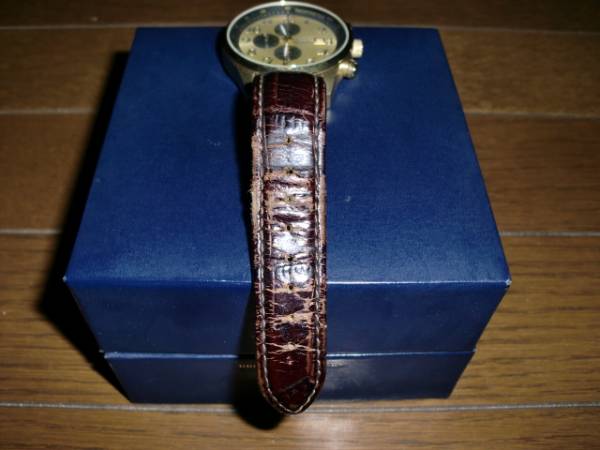 BROOKS BROTHERS クロノグラフ レザーベルト ウォッチ 時計 GOLD