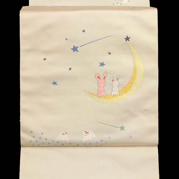 【帯匠洛都】 2014年西織大会受賞織元 九寸名古屋帯 月にうさぎ