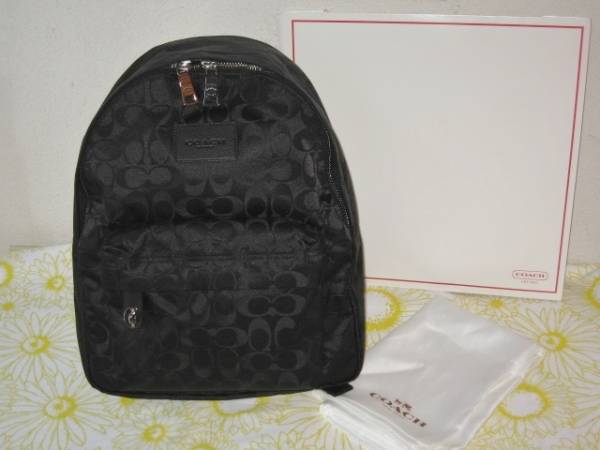 最終正規６万☆コーチ☆黒シグネチャー柄バックパック リュック