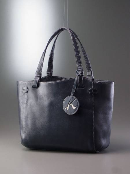 B6827/横浜元町*キタムラ*レザー*ハンドバッグ/ネイビー