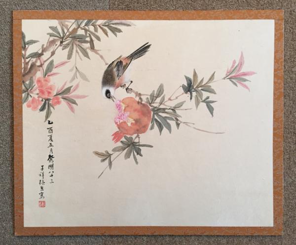 ◇蔵出◇張熊祥◇中国画 肉筆 唐本 イチジクと鳥 紙本 日本画 絵画