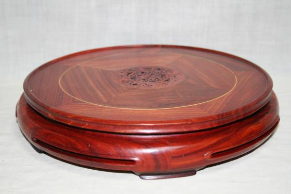 肉厚輪切り 天然木座卓 インテリア 骨董品 花台 店舗什器 古家具 中古】 唐木 回転 台座・飾台 23.5㎝ AM44 【公式通販】