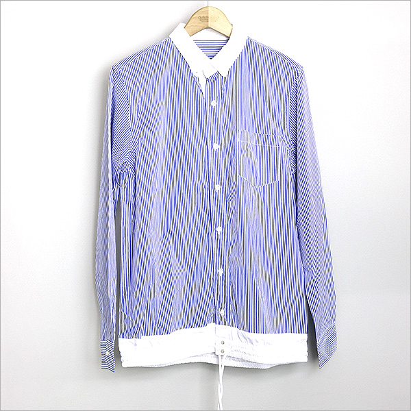 sacai サカイ 13AW ストライプドローコードシャツ ブルー 2
