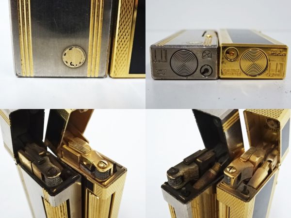 ☆Dunhill/ダンヒル ガスライター 銀/黒×金色 2本セット☆f105