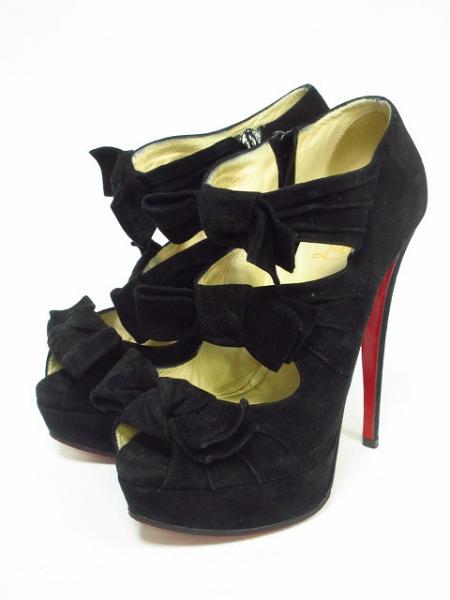 クリスチャンルブタン ブーティ サンダル スウェード 黒 36