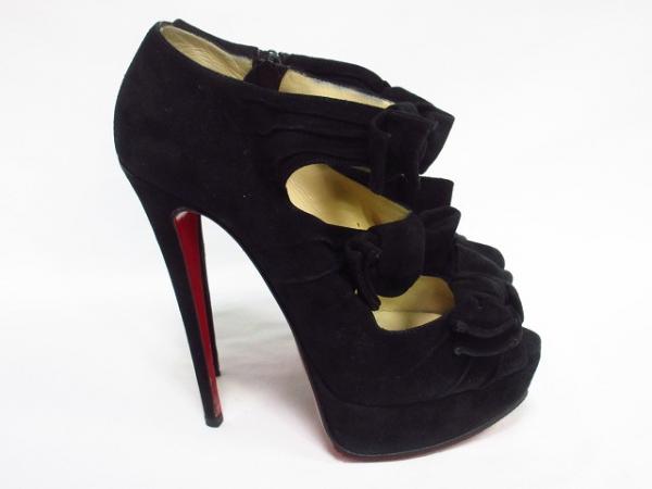 クリスチャンルブタン ブーティ サンダル スウェード 黒 36