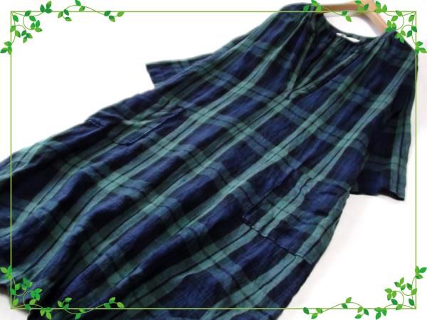 スタジオクリップ・・・リネン１００％・チエック・ワンピース♪