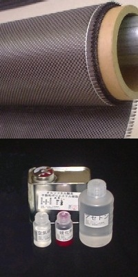 オールカーボンクロスシンプルFRP材料セット，樹脂1kg 事務、店舗