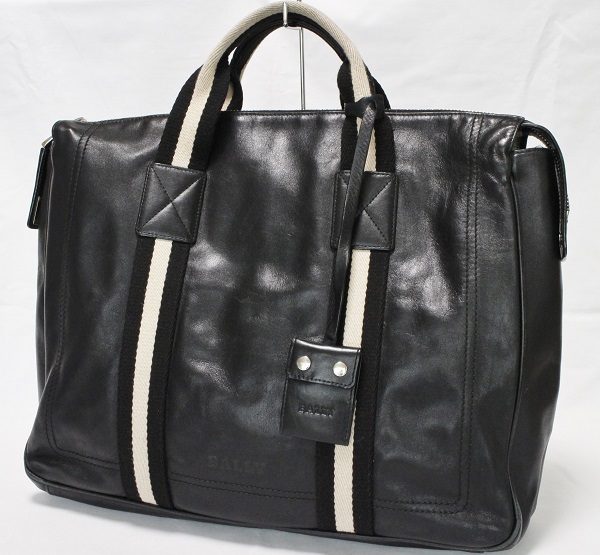 １円～【バリー本物】ビジネスバッグ黒/カーフレザー/トート