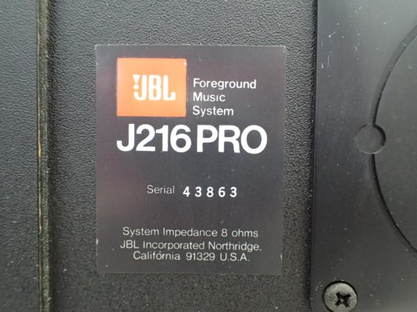 JBL スピーカー J216 PRO 純正天吊り金具付 連番ペア □ 43E47-1