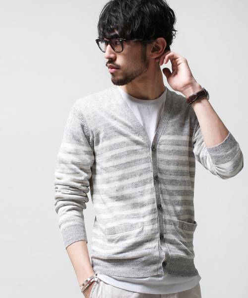 ナノユニバース フレンチリネン Vカーディガン 試着のみ美品