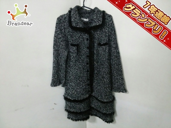 ルネ コート 38 レディース グレー×黒 ラビット ファー/ニット