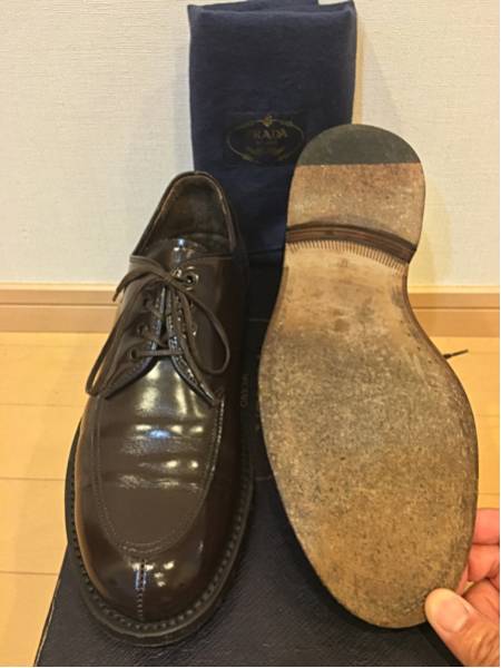 送料無料 美品 プラダ 靴 Uチップ UK6 約25cm