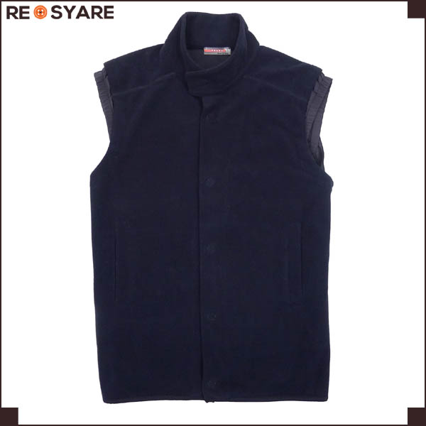 プラダ*スポーツ*フリース*ナイロン*ボタン*ベスト*紺*Ｓ*15973