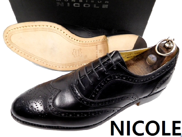 新品 日本製 NICOLE ニコル ウィングチップ レザーシューズ 26.0