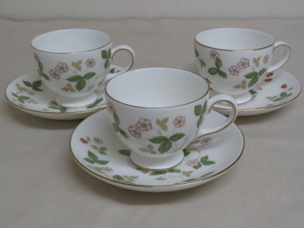 1円!■WEDGWOODウェッジウッド■カップ&ソーサー 3客セット 美品