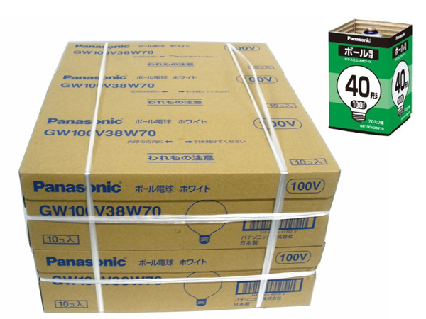 パナソニック ボール電球 40W形×60個 E26 白 GW100V38W70*124