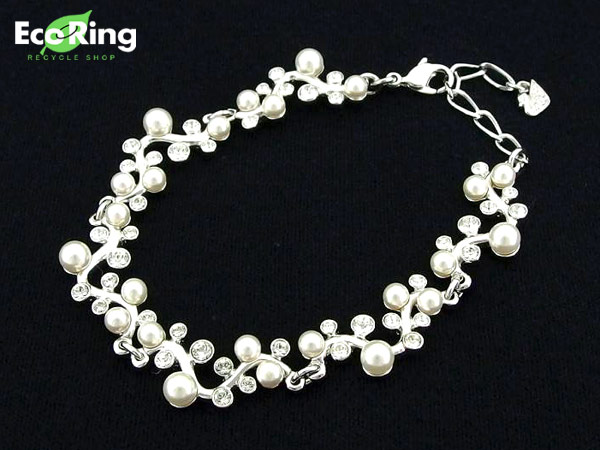 1円 超美品 スワロフスキー パール付き ブレスレット AP237