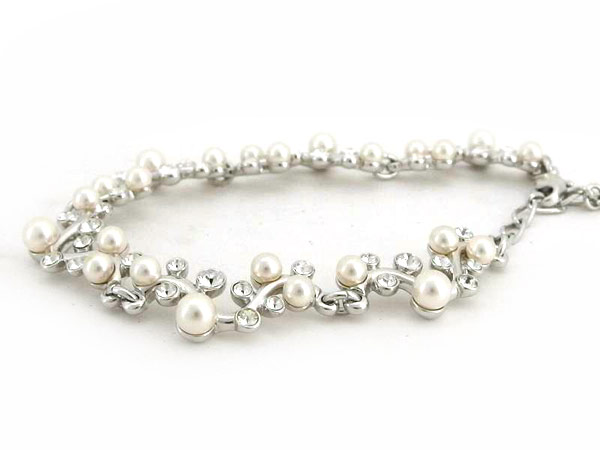 1円 超美品 スワロフスキー パール付き ブレスレット AP237