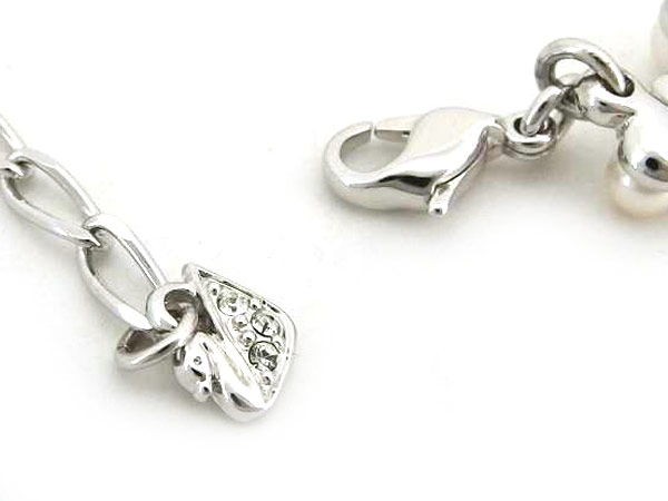 1円 超美品 スワロフスキー パール付き ブレスレット AP237