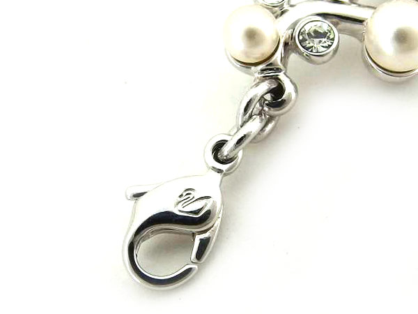 1円 超美品 スワロフスキー パール付き ブレスレット AP237