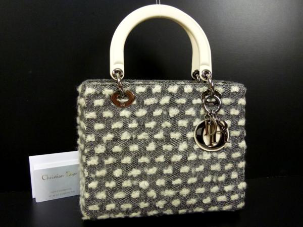 ★N686 美品!! Dior レディディオール ツイード ハンドバッグ★