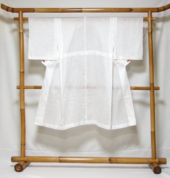 夏用　麻の長襦袢　白地紋紗　身丈119.2裄62　美品