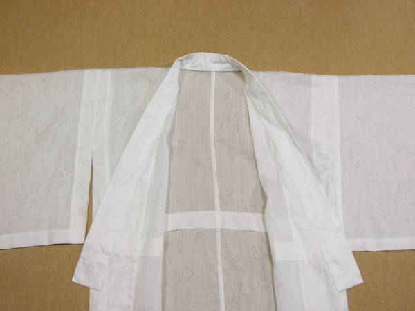 夏用　麻の長襦袢　白地紋紗　身丈119.2裄62　美品