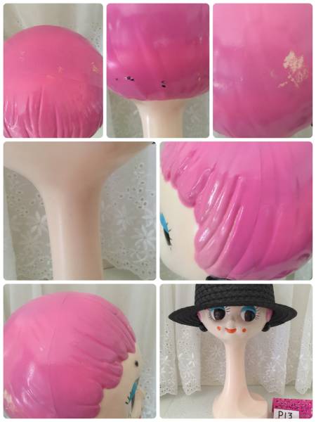 P11 ヘッドマネキン 帽子ディスプレイ ツイギー 貯金箱 レトロ