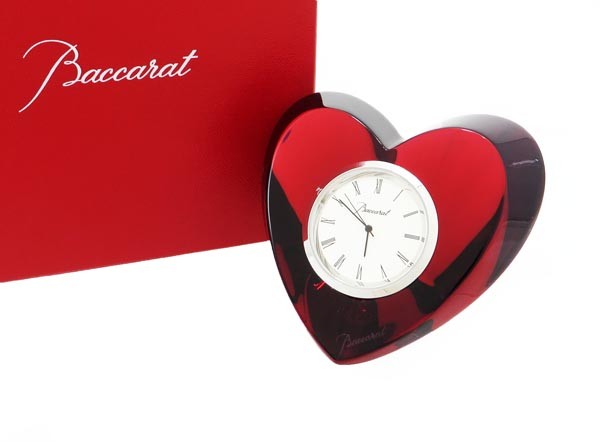 ◇【Baccarat】ハート クロック 置時計 ブランドアクセサリー バカラ