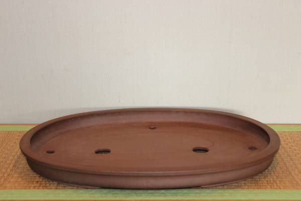 中国宜興　文革期　作家名在　紫泥楕円鉢