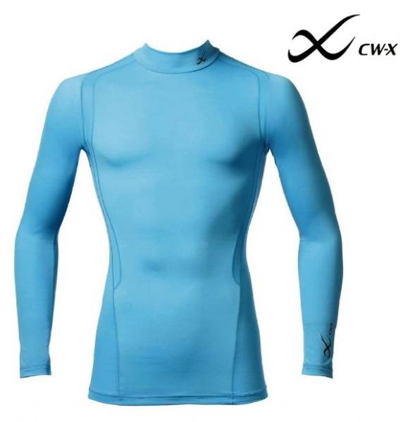 新品△CW-X 柔流 UVカット 抗菌防臭 長袖インナーシャツ 水色 LL
