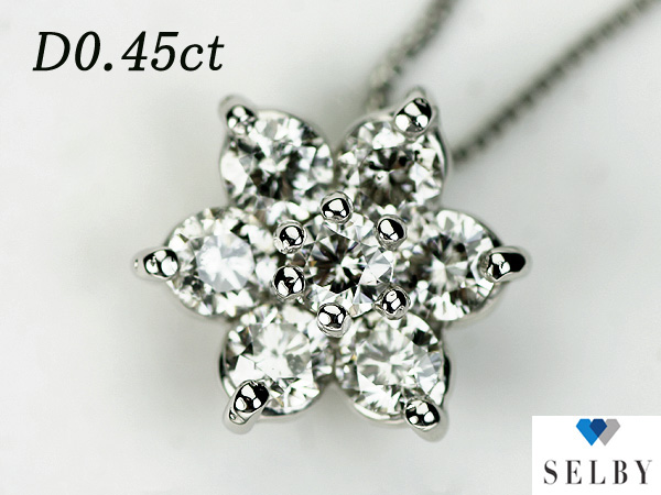 Pt ダイヤモンド ペンダントネックレス 0.45ct SELBY ダイヤモンド 
