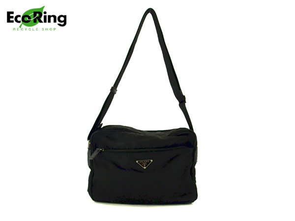 1円 難有り有 プラダ ナイロン ショルダーバッグ ブラック BH206