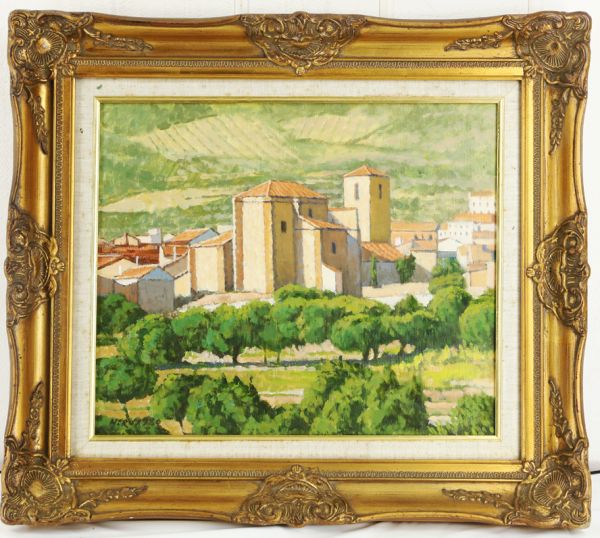 166701dib 極彩色圧巻 HIRO 油彩8号「アヴィラ（スペイン）」街