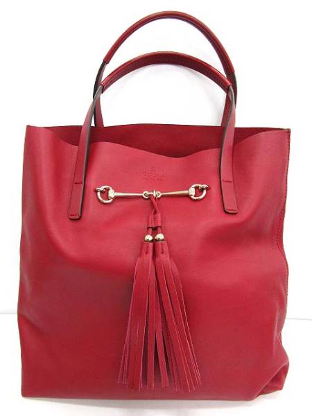 GUCCI ハンドバック トート レザー タッセル ビット ポーチ 赤 グッチ 