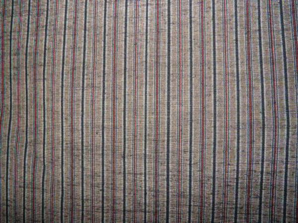 壱3125 本絹西陣織京紬 男着物 裄70丈141К鉄褐色の矢鱈縞逸品