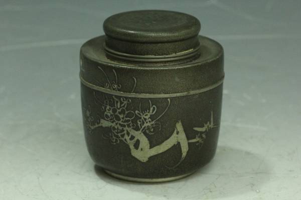 宣松自造銘 錫茶入 茶壺 煎茶道具 茶器 No.2