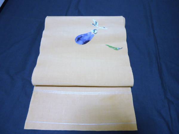 夏用 麻帯「茄子とシシトウ」