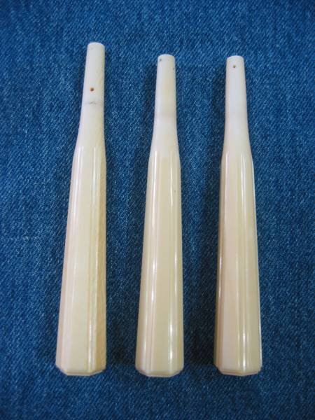 三味線 本象牙製 糸巻き 六角面取り 3本セット ② 中古 約84g