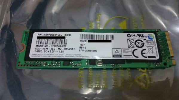 ※即決で送無 使用時間短 MZHPU256HCGL-0000 M.2 PCIe SSD 256GB