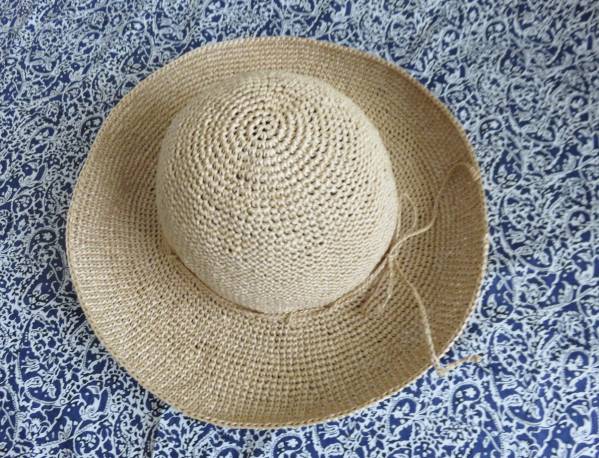 ＊ハンドメイド ラフィア風さらさら涼しい夏帽子 ６３－１０＊