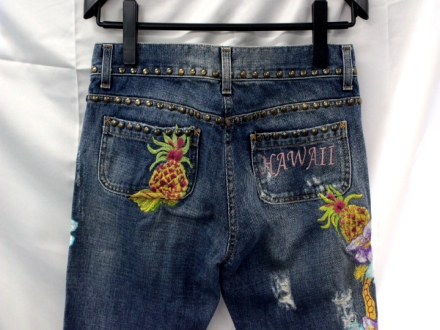 中古品 DOLCE＆GABBANA 刺繍ダメージデニムパンツ 40 46サイズ DOLCE 