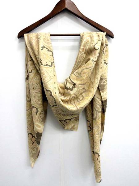 エトロ ETRO ストール 毛 ペイズリー柄 茶